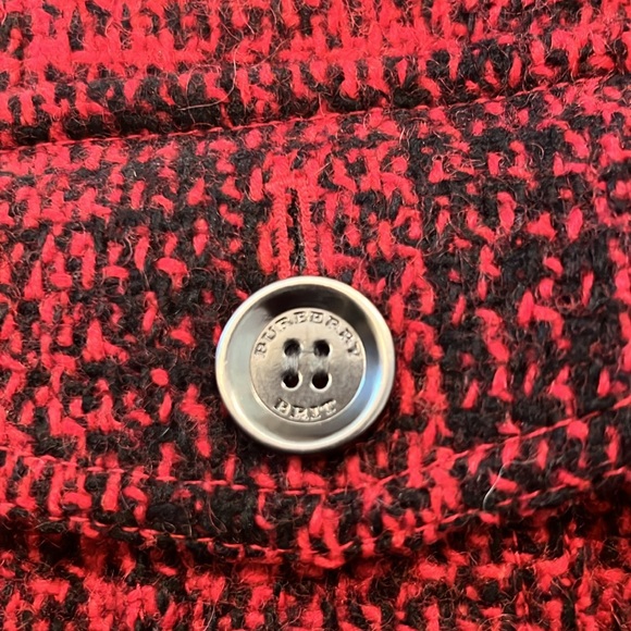 Burberry Brit Black and Red Plaid Wool Tweed Coat - Picture 15 of 16